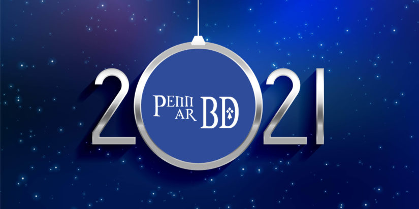 happy 2021 new year card in silver 3d style